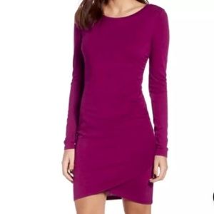 Leith Ruched Body-con Long Sleeve Dress size M
